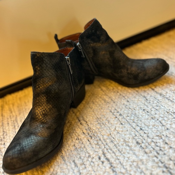 Lucky Brand Basel Leather Snakeskin Women’s Ankle Booties Boots - Picture 7 of 15